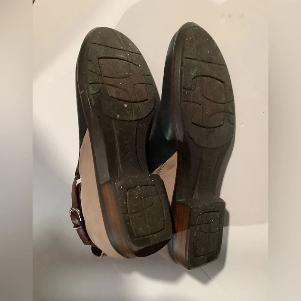 NAOT  ISRAEL Women's Size 9 Kamsin black tan Strap Leather comfort Bootie